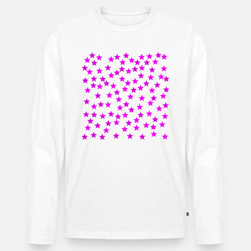 Rosa Sterne Geschenkidee pink - Männer Premium Bio Langarmshirt - Weiß