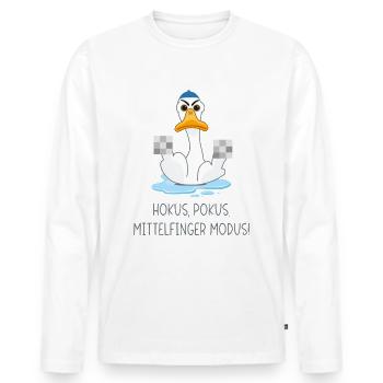 Hokus Pokus Mittelfinger Modus - Männer Premium Bio Langarmshirt - Weiß - Vorne - Nico (187cm)