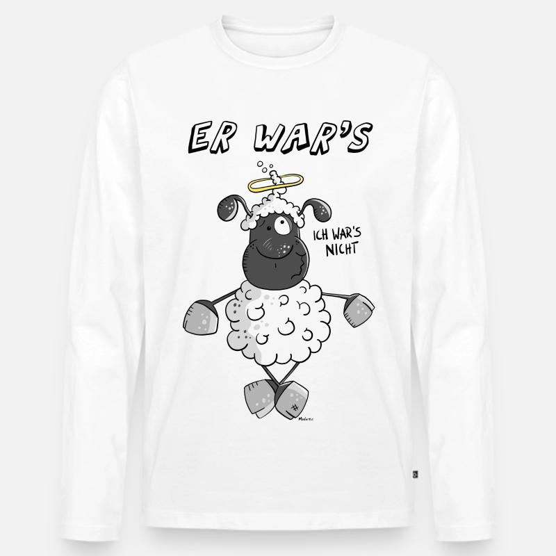 Er war's Unschuldslamm - Männer Premium Bio Langarmshirt - Weiß