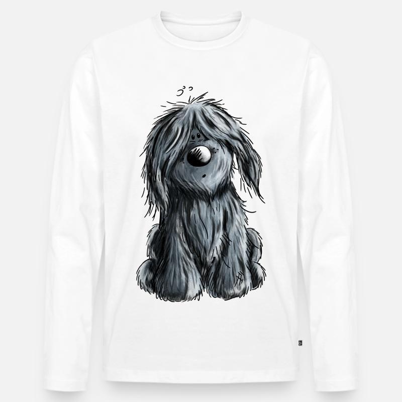 Knuffiger schwarzer Briard - Hund - Geschenk - Männer Premium Bio Langarmshirt - Weiß