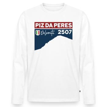 Piz da Peres Finisher Randonnée Dolomites - T-shirt manches longues Premium bio Homme - blanc - Devant - Nico (187cm)