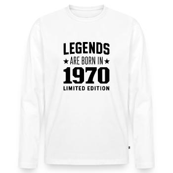 Legends Are Born In 1970 Limited Edition - Männer Premium Bio Langarmshirt - Weiß - Vorne - Nico (187cm)
