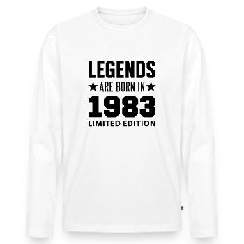 Legends Are Born In 1983 Limited Edition - Men's Premium Organic Long Sleeve Shirt - white - Front - Nico (187cm)