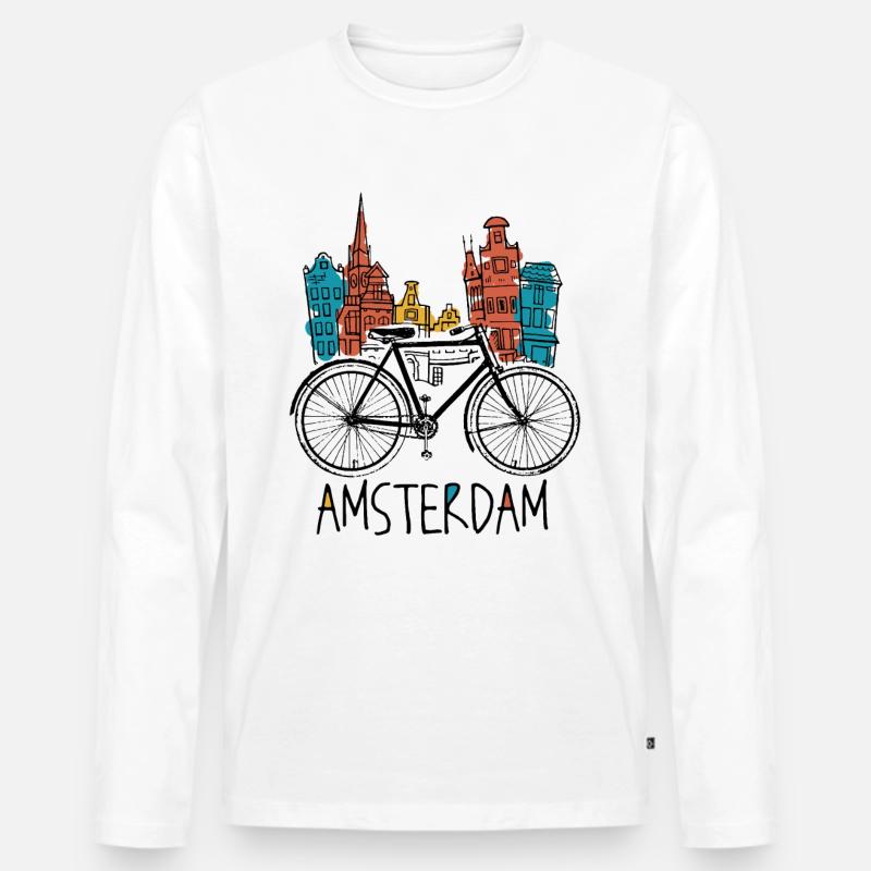 Amsterdam - Männer Premium Bio Langarmshirt - Weiß