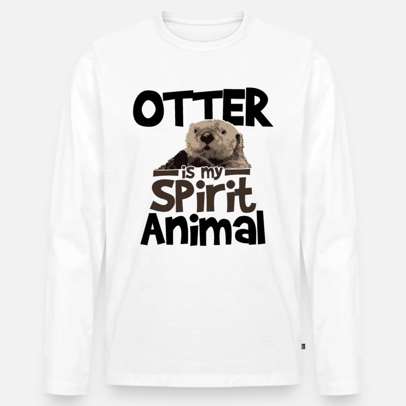 Otter - Männer Premium Bio Langarmshirt - Weiß