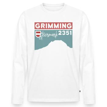 High Grimming Finisher Altitude Hike Dachstein - Men's Premium Organic Long Sleeve Shirt - white - Front - Nico (187cm)