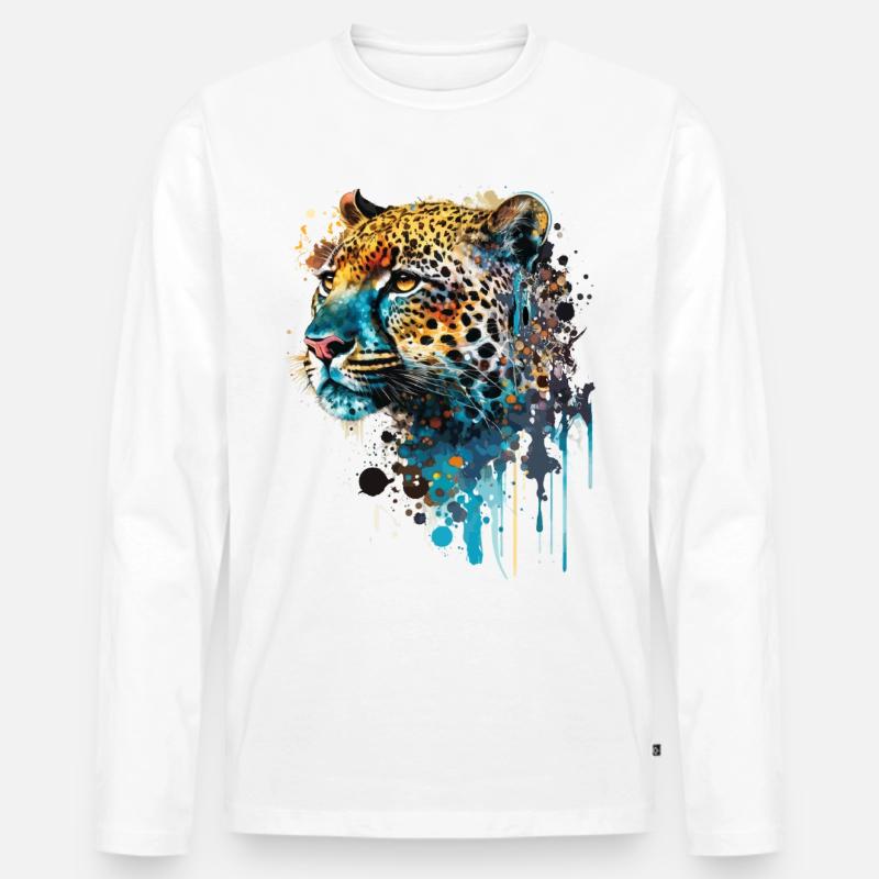 Schöner Leopard - Männer Premium Bio Langarmshirt - Weiß
