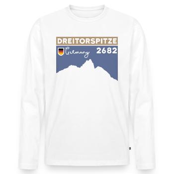 Dreitorspitze Söllerpass Crossing Hiking - Men's Premium Organic Long Sleeve Shirt - white - Front - Nico (187cm)