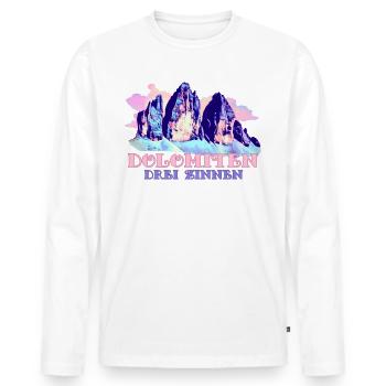 Dolomites Three Peaks Tre Cime di Lavaredo Hiking - Men's Premium Organic Long Sleeve Shirt - white - Front - Nico (187cm)