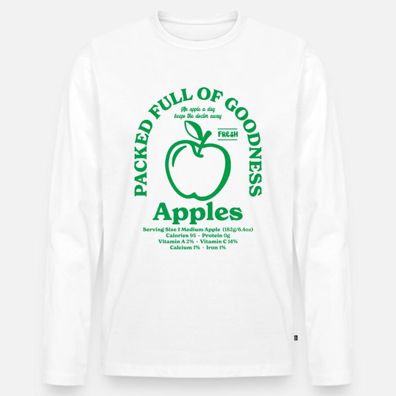 Apfel Ernährung - Männer Premium Bio Langarmshirt - Weiß
