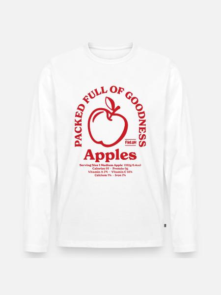Apples Nutritional Red - Men's Premium Organic Long Sleeve Shirt - white