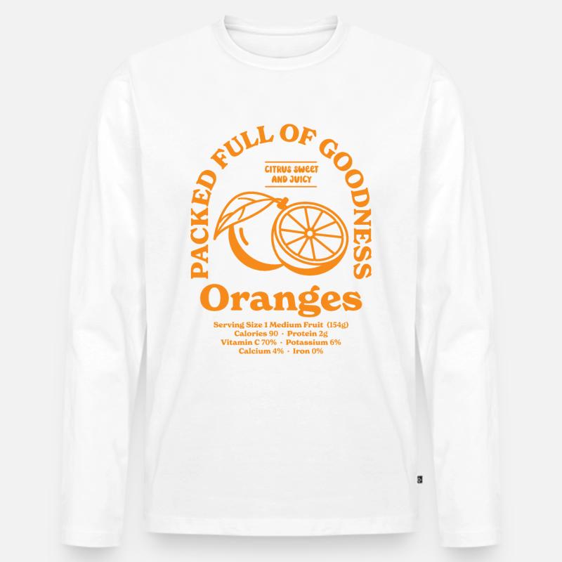 Orangen Ernährung - Männer Premium Bio Langarmshirt - Weiß