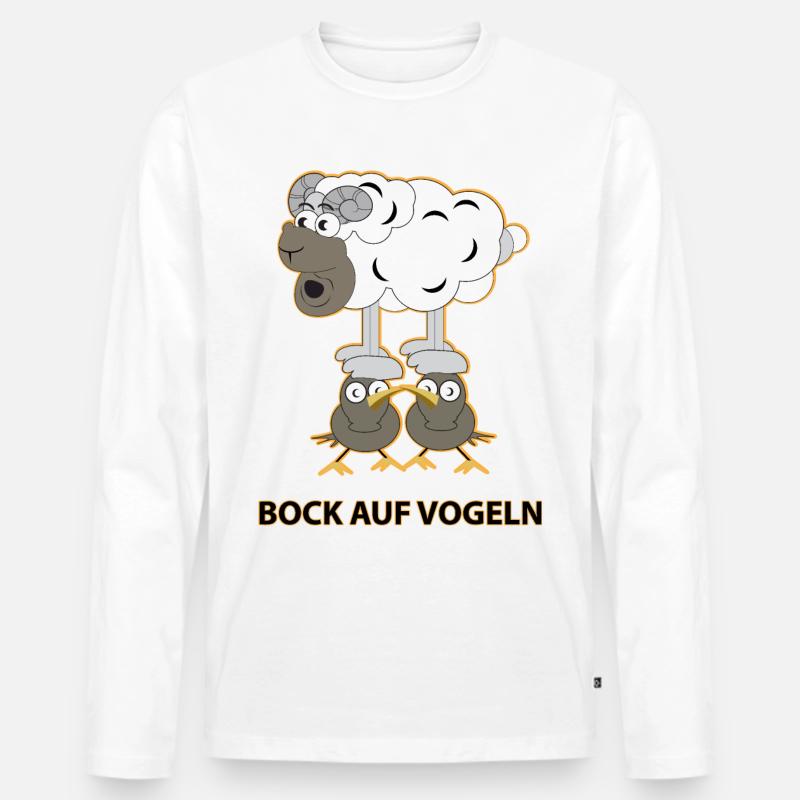 Bock auf Vögeln - Männer Premium Bio Langarmshirt - Weiß