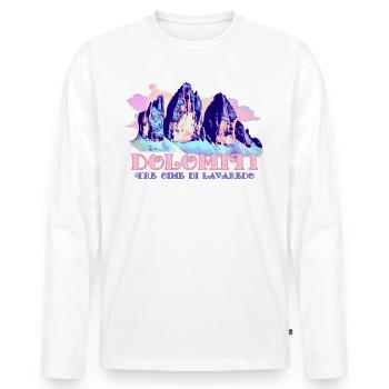 Dolomites Three Peaks Tre Cime di Lavaredo Hiking - Men's Premium Organic Long Sleeve Shirt - white - Front - Nico (187cm)