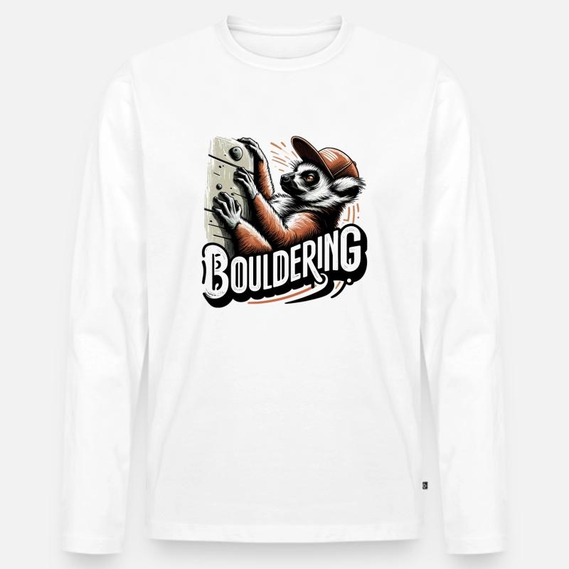 Bouldern Lemur Klettern Geschenk - Männer Premium Bio Langarmshirt - Weiß