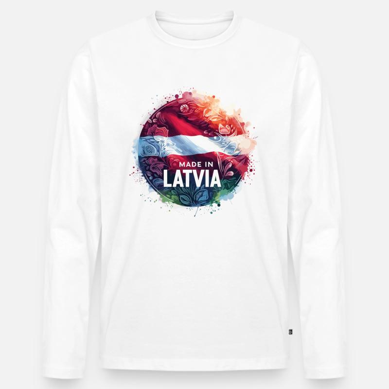 Made in Lettland Geschenk - Männer Premium Bio Langarmshirt - Weiß
