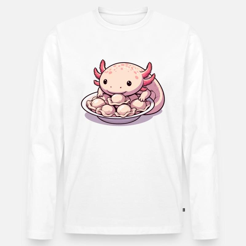 Axolotl Pelmeni süß Geschenk - Männer Premium Bio Langarmshirt - Weiß