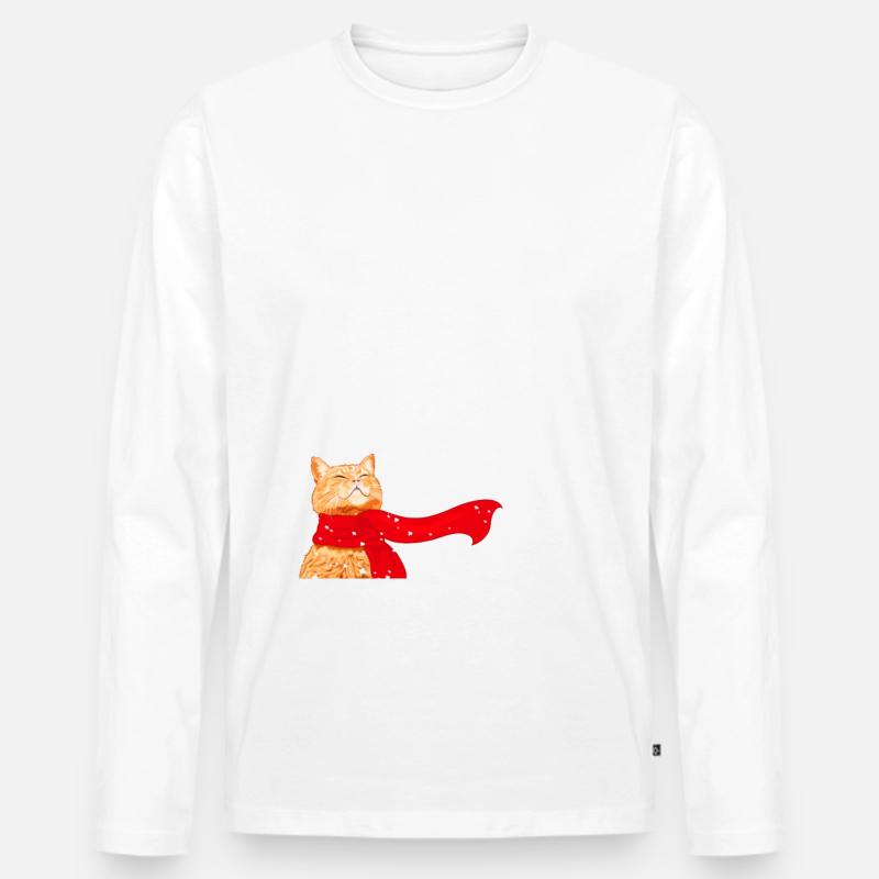 Schneekatze getigert - Männer Premium Bio Langarmshirt - Weiß