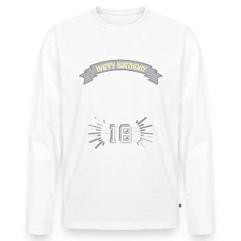 Happy Birthday, zum 18. Geburtstag, Geschenk - Männer Premium Bio Langarmshirt - Weiß - Vorne - Nico (187cm)