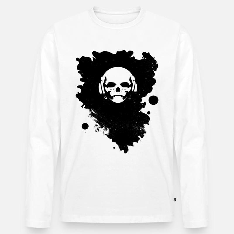 Skull Headset - Männer Premium Bio Langarmshirt - Weiß
