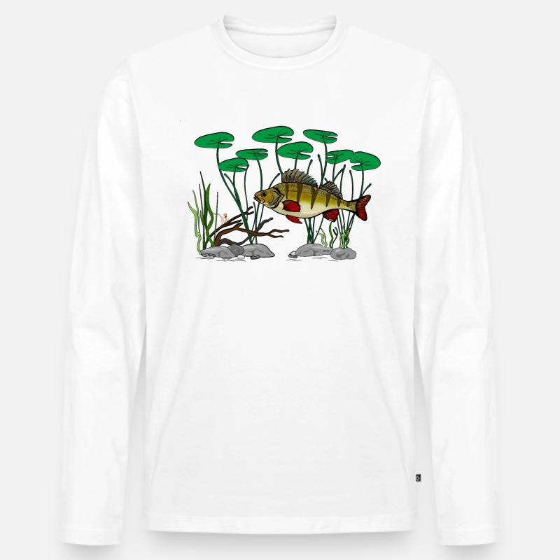Barschfischen - Männer Premium Bio Langarmshirt - Weiß