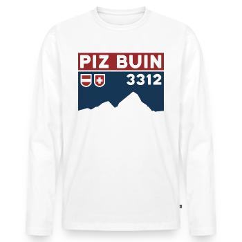 Mont Piz Buin Tour Tour Randonnée Souvenirs - T-shirt manches longues Premium bio Homme - blanc - Devant - Nico (187cm)