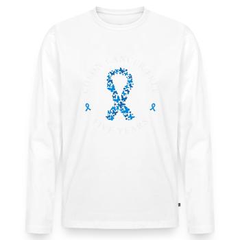 Colon cancer free 5 years - Men's Premium Organic Long Sleeve Shirt - white - Front - Nico (187cm)