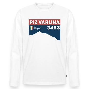 Piz Varuna Ski Touring Ski Resort Hiking Normal Route - Men's Premium Organic Long Sleeve Shirt - white - Front - Nico (187cm)