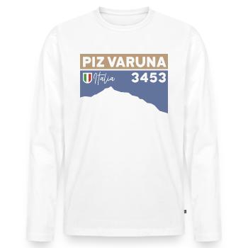 Piz Varuna Ski Touring Ski Resort Hiking Normal Route - Men's Premium Organic Long Sleeve Shirt - white - Front - Nico (187cm)