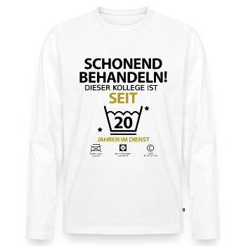 20 jähriges Jahre Jubiläum Firmenjubiläum kollege - Männer Premium Bio Langarmshirt - Weiß - Vorne - Nico (187cm)