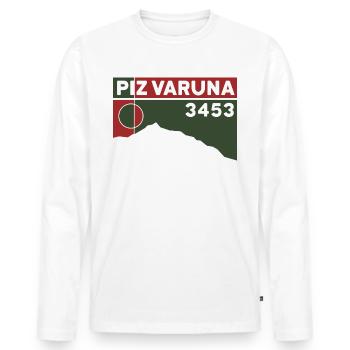 Piz Varuna Ski Touring Ski Resort Hiking Normal Route - Men's Premium Organic Long Sleeve Shirt - white - Front - Nico (187cm)