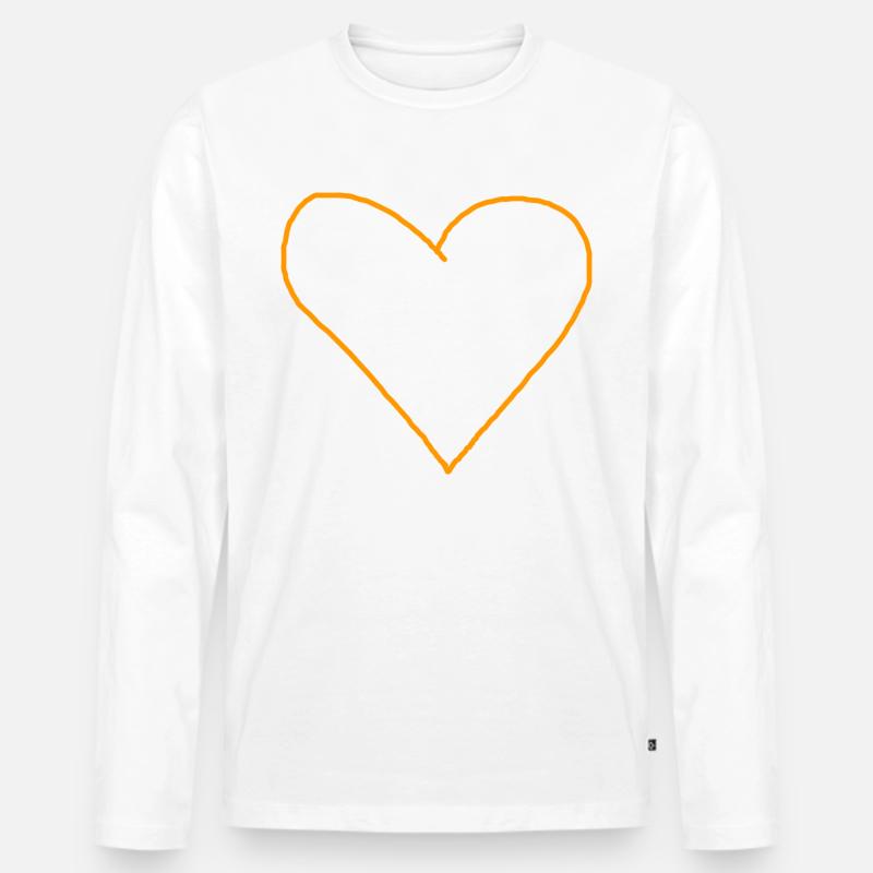 Herz orange Geschenkidee - Männer Premium Bio Langarmshirt - Weiß
