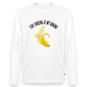 banana bananas bacon fruit banana yellow crooked - Men's Premium Organic Long Sleeve Shirt - white - Front - Nico (187cm)