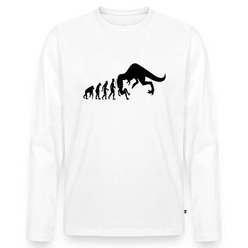 t-rex dino dinosaur heartbeat primeval chalk - Men's Premium Organic Long Sleeve Shirt - white - Front - Nico (187cm)