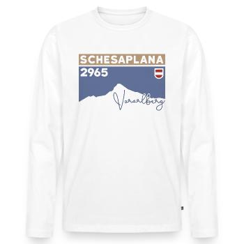 Randonnée en montagne Schesaplana via ferrata Vorarlberg - T-shirt manches longues Premium bio Homme - blanc - Devant - Nico (187cm)
