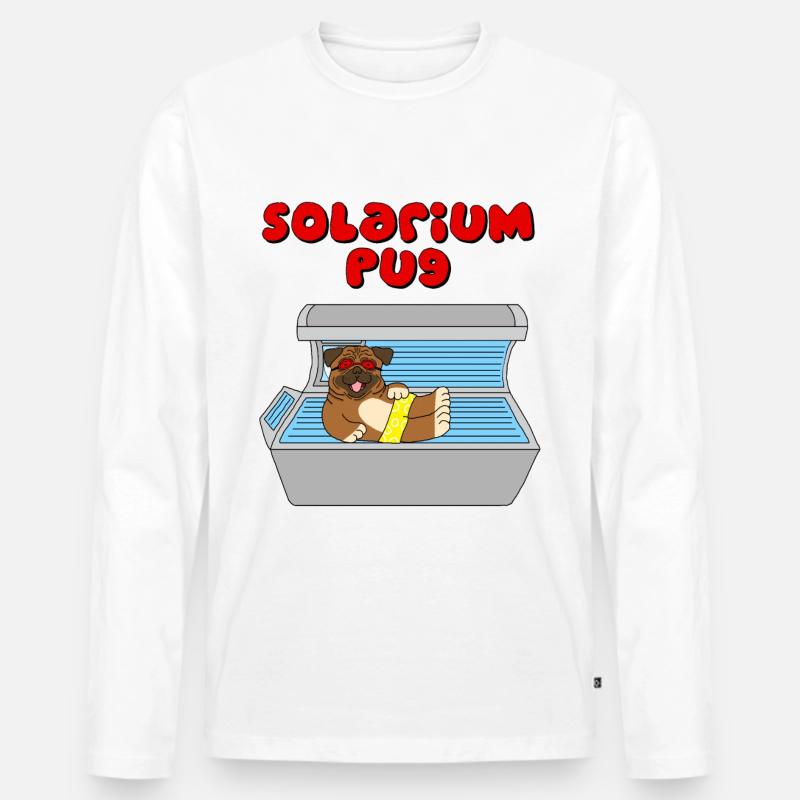 solarium mops pug - Männer Premium Bio Langarmshirt - Weiß