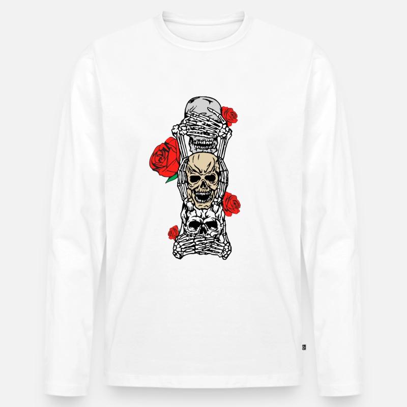 skulls - Männer Premium Bio Langarmshirt - Weiß