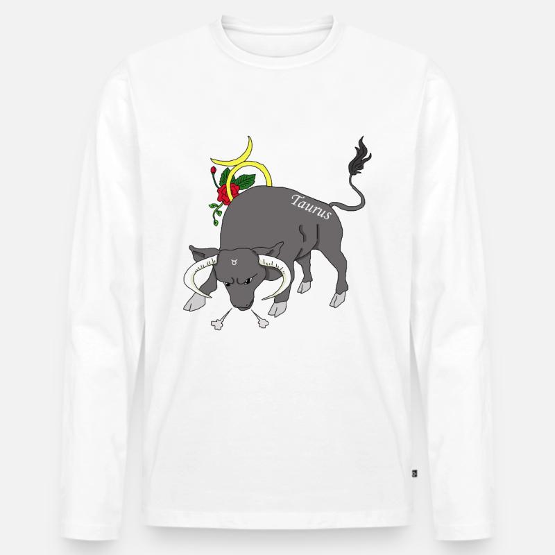 Sternzeichen Stier Geschenk Shirt - Männer Premium Bio Langarmshirt - Weiß