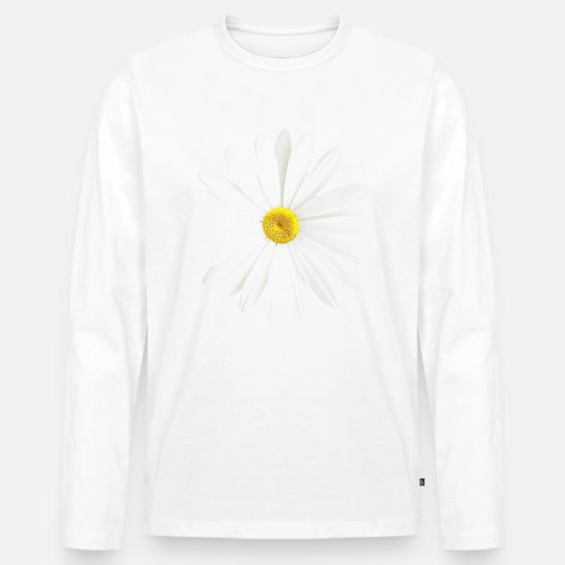 Gänseblümchen Weißes Blümchen Natur Geschenk - Männer Premium Bio Langarmshirt - Weiß