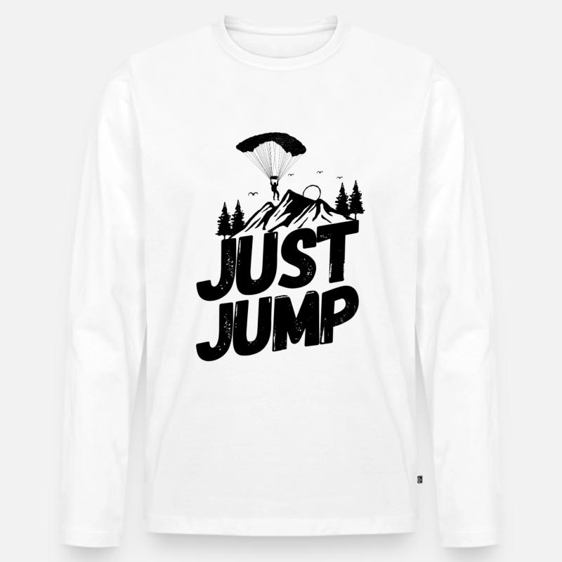 Fallschirm Skydiving Springen - Männer Premium Bio Langarmshirt - Weiß