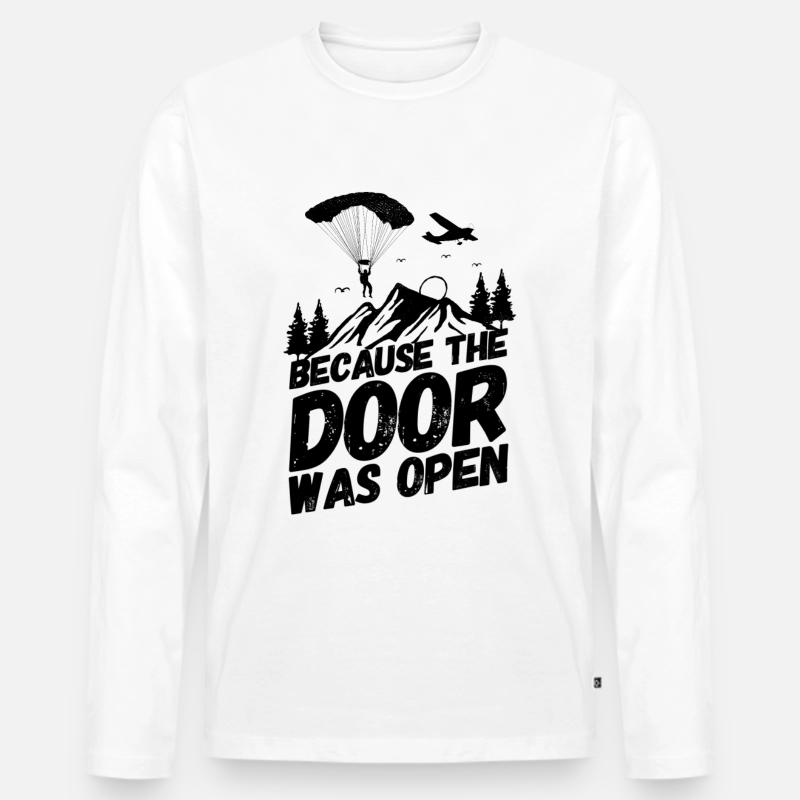 Fallschirm Skydiving Offen - Männer Premium Bio Langarmshirt - Weiß