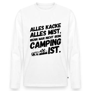 Camper Camping Campen Gedicht II - Männer Premium Bio Langarmshirt - Weiß - Vorne - Nico (187cm)