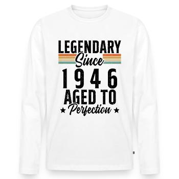 Legendary since 1946 - Men's Premium Organic Long Sleeve Shirt - white - Front - Nico (187cm)