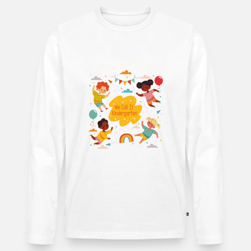 Kindergarten - Männer Premium Bio Langarmshirt - Weiß