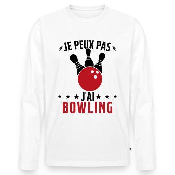 Je Peux Pas J'ai Bowling - T-shirt manches longues Premium bio Homme - blanc - Devant - Nico (187cm)