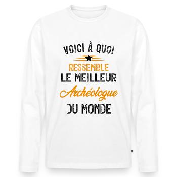 Voici à quoi ressemble le meilleur Architecte - T-shirt manches longues Premium bio Homme - blanc - Devant - Nico (187cm)