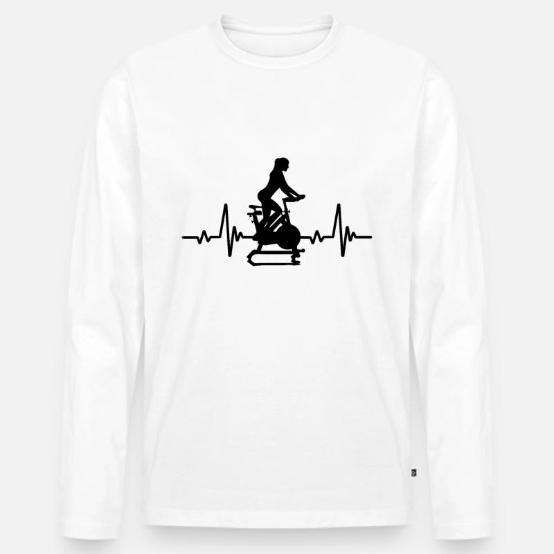 Herzfrequenz Indoor Cycling - Männer Premium Bio Langarmshirt - Weiß