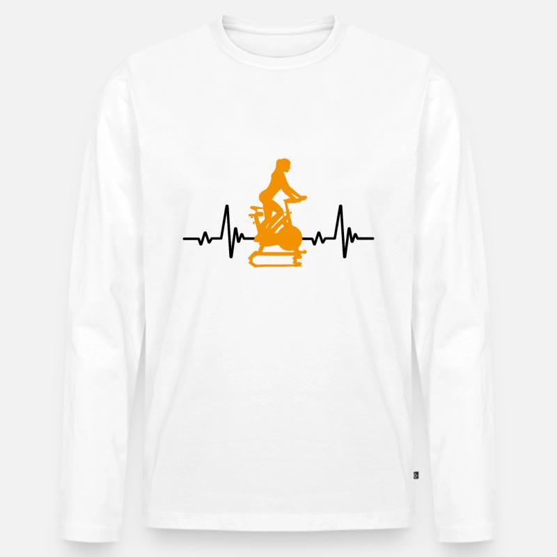 Herzfrequenz Indoor Cycling - Männer Premium Bio Langarmshirt - Weiß