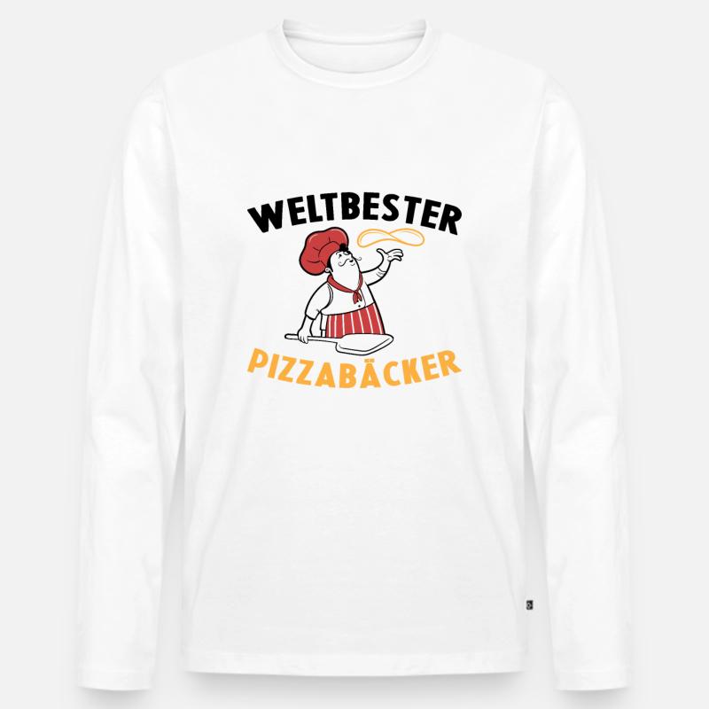 Weltbester Pizzabäcker Pizza Geschenkidee Kochen - Männer Premium Bio Langarmshirt - Weiß