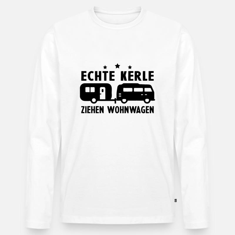 echte kerle ziehen wohnwagen - Männer Premium Bio Langarmshirt - Weiß
